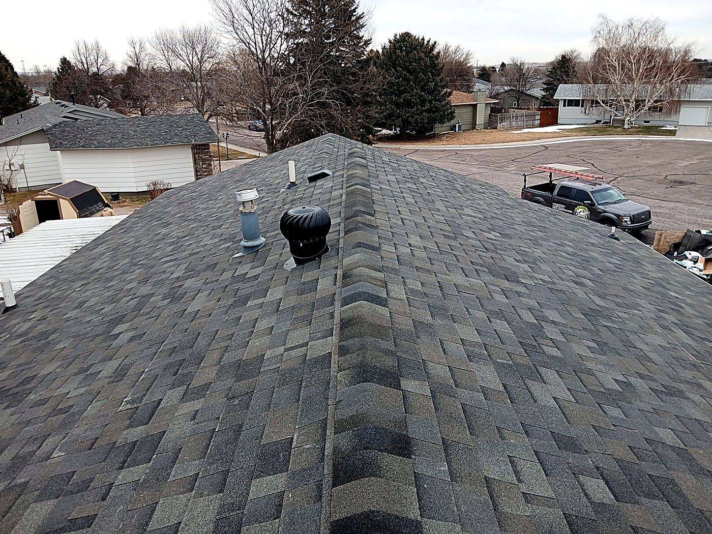 Finished roof on a Gateway Realty property in Gering, completed in a single day