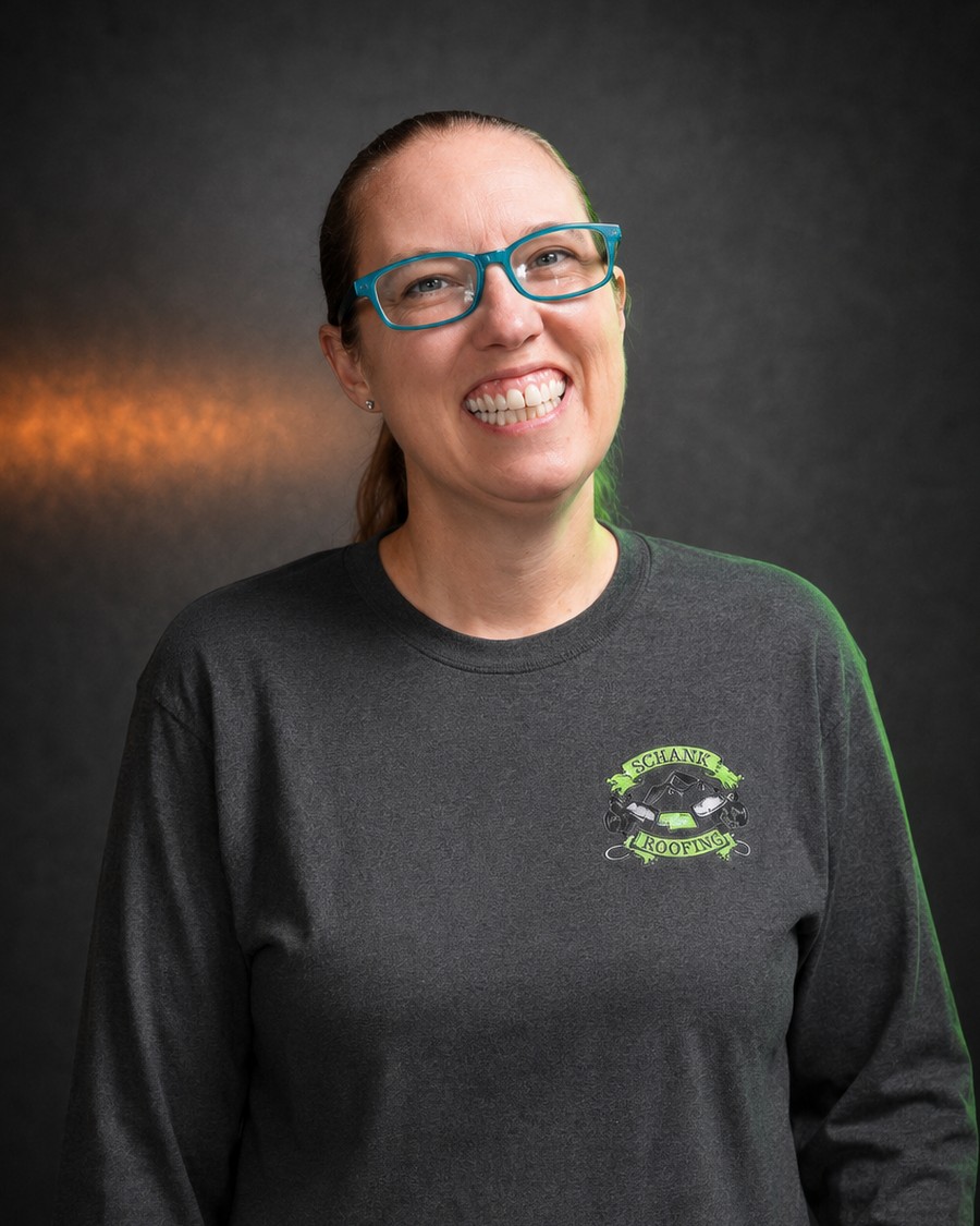 Carissa Schank-Grubbs, office manager at Schank Roofing